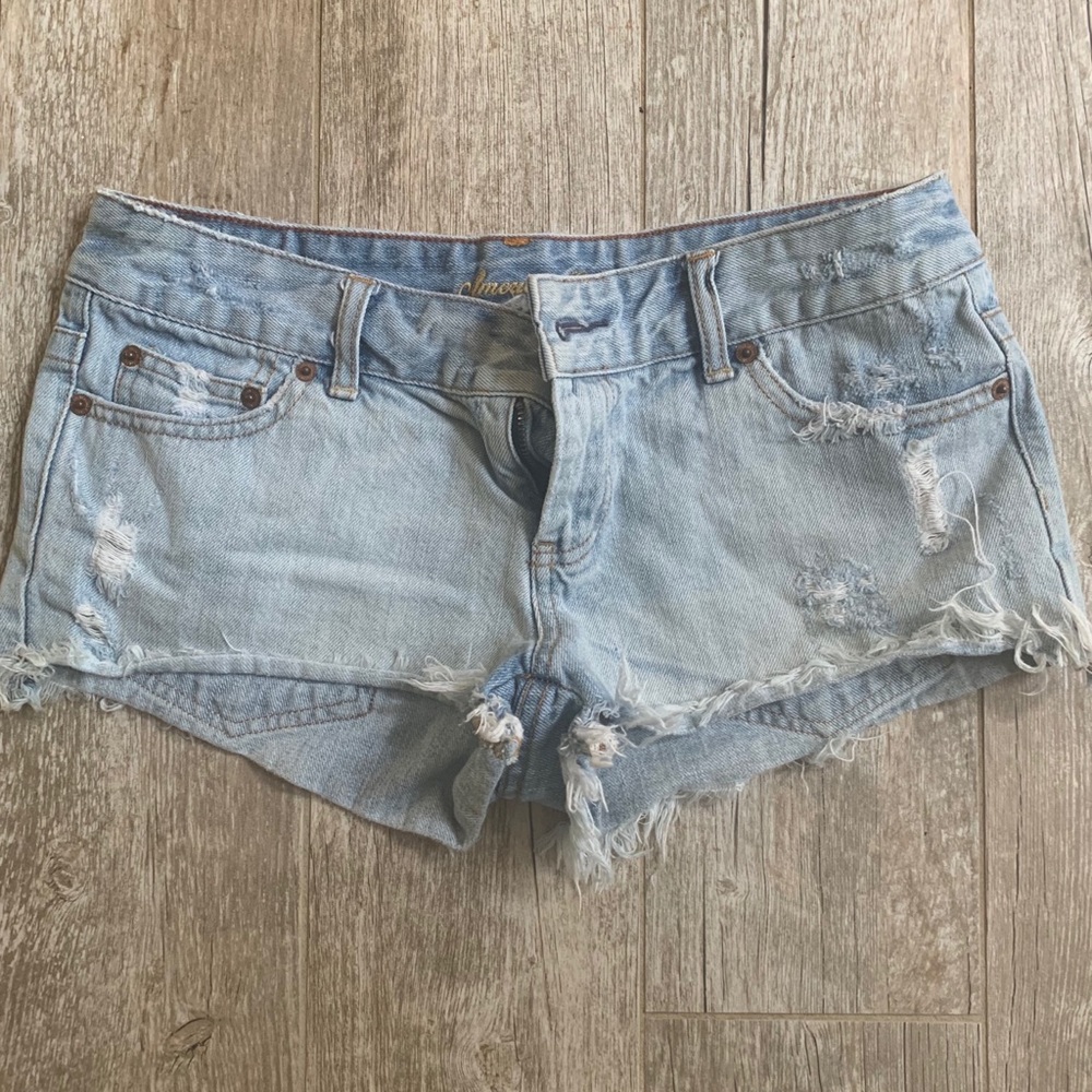 Distressed jean shorts